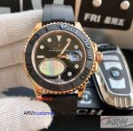 Swiss Replica Rolex Yachtmaster Rose Gold Price For Rubber Strap Watch 